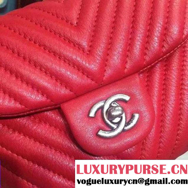 Chanel Mini Deerskin Veins Lambskin Flap Bag in Red 2015 (2a136-062805 )