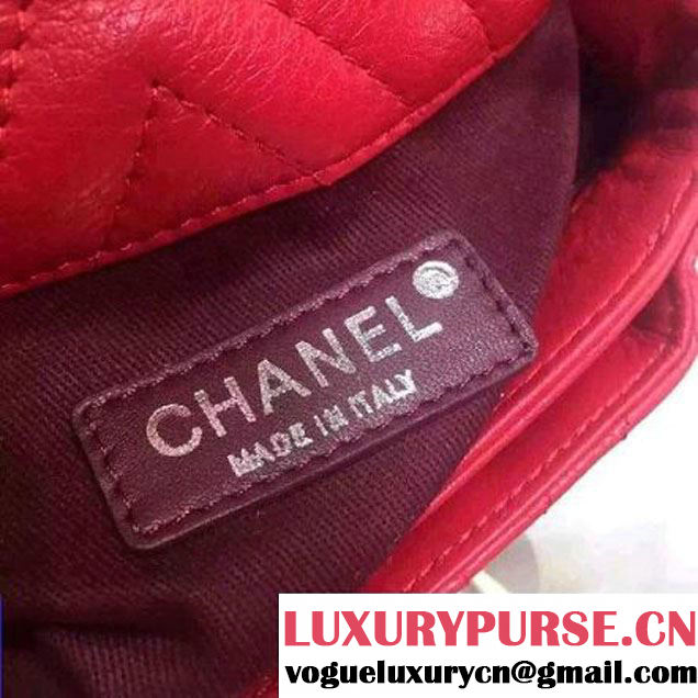 Chanel Mini Deerskin Veins Lambskin Flap Bag in Red 2015 (2a136-062805 )