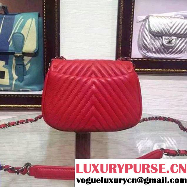 Chanel Mini Deerskin Veins Lambskin Flap Bag in Red 2015 (2a136-062805 )