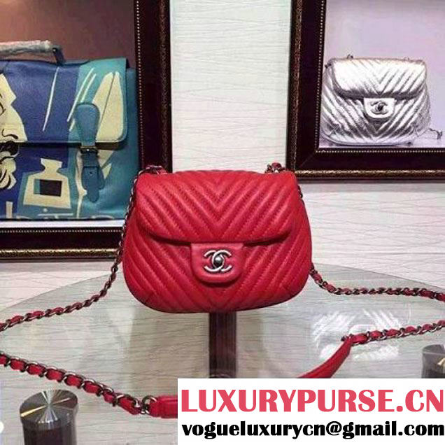 Chanel Mini Deerskin Veins Lambskin Flap Bag in Red 2015 (2a136-062805 )
