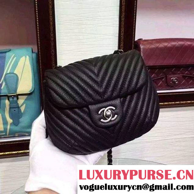 Chanel Mini Deerskin Veins Lambskin Flap Bag in Black 2015 (2a136-062806 )