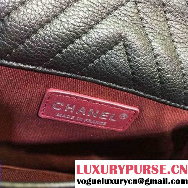 Chanel Mini Deerskin Veins Lambskin Flap Bag in Black 2015 (2a136-062806 )