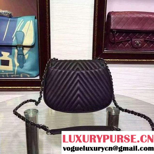 Chanel Mini Deerskin Veins Lambskin Flap Bag in Black 2015 (2a136-062806 )