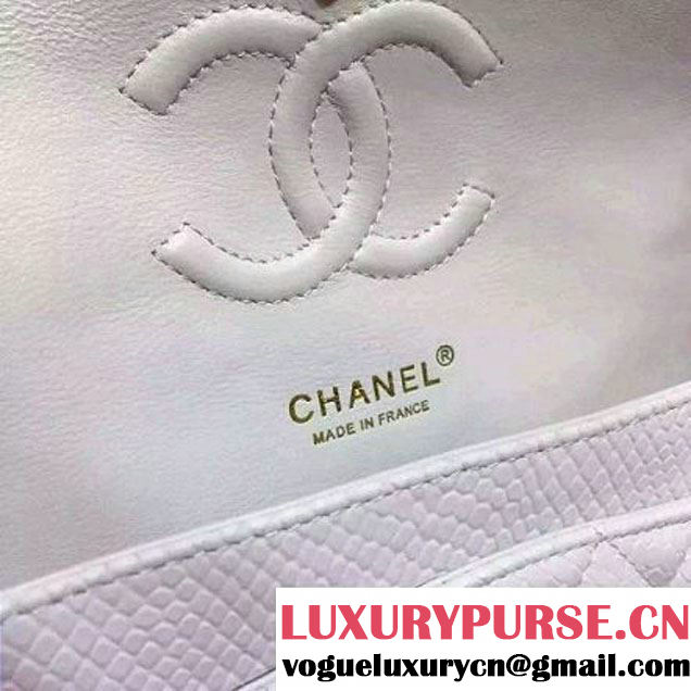 Chanel Snakerskin Classic Flap Bag in White (Gold Hardware) (HDD-062807 )