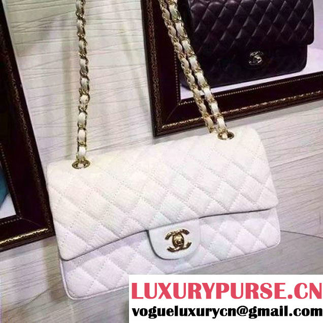 Chanel Snakerskin Classic Flap Bag in White (Gold Hardware) (HDD-062807 )