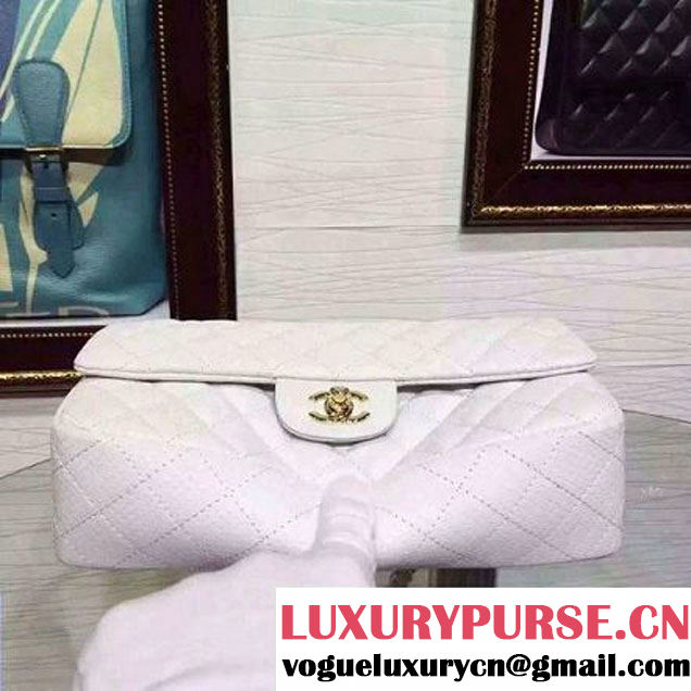Chanel Snakerskin Classic Flap Bag in White (Gold Hardware) (HDD-062807 )