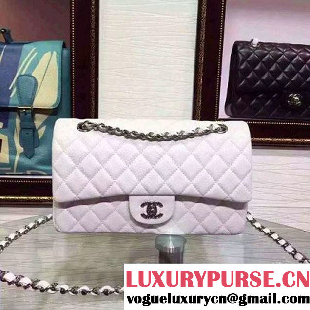 Chanel Snakerskin Classic Flap Bag in White (Silver Hardware) (HDD-062808 )