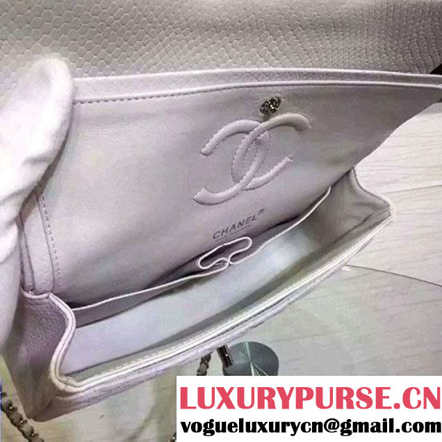 Chanel Snakerskin Classic Flap Bag in White (Silver Hardware) (HDD-062808 )