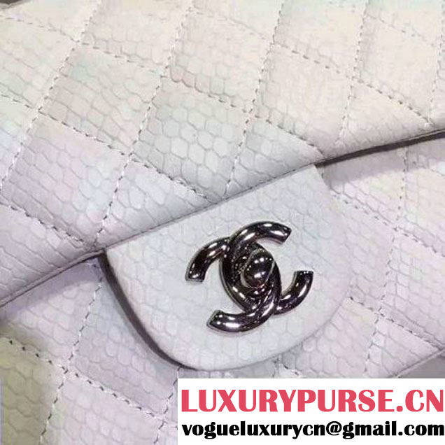 Chanel Snakerskin Classic Flap Bag in White (Silver Hardware) (HDD-062808 )