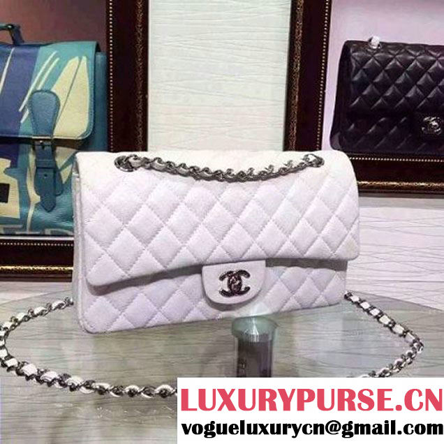 Chanel Snakerskin Classic Flap Bag in White (Silver Hardware) (HDD-062808 )