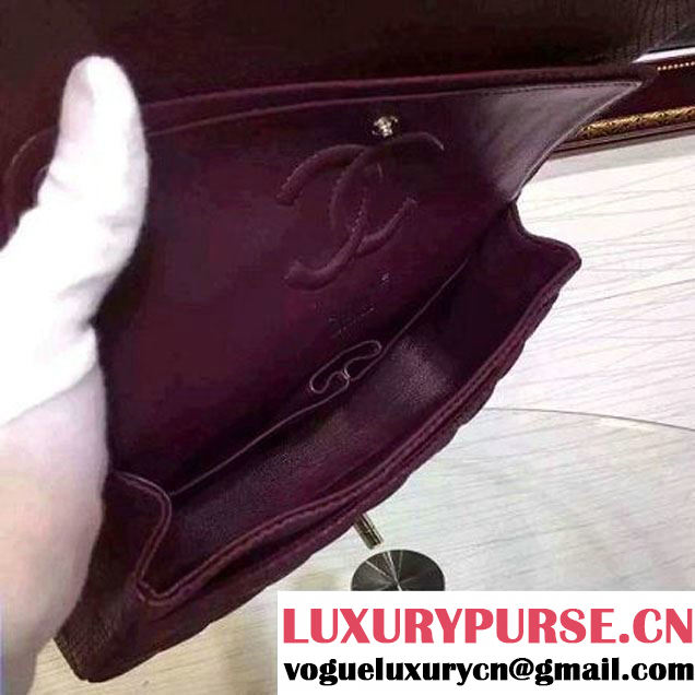 Chanel Snakerskin Classic Flap Bag in Burgundy (Silver Hardware) (HDD-062809 )