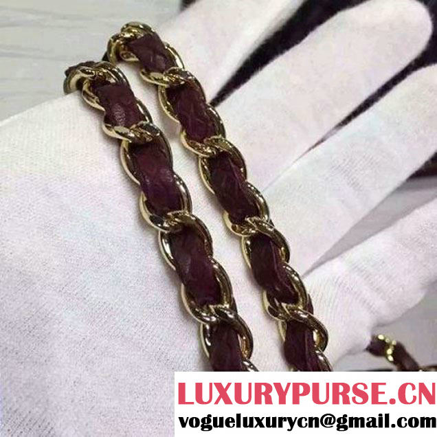 Chanel Snakerskin Classic Flap Bag in Burgundy (Gold Hardware) (HDD-062810 )