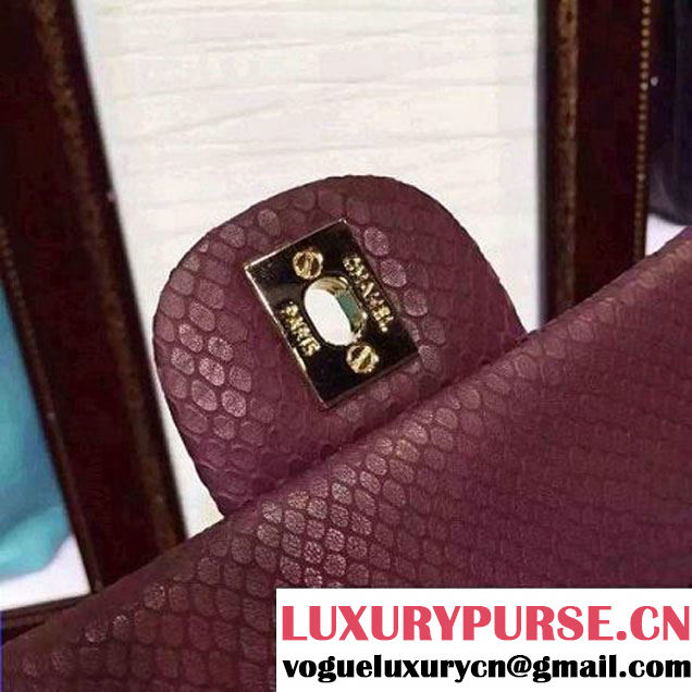 Chanel Snakerskin Classic Flap Bag in Burgundy (Gold Hardware) (HDD-062810 )