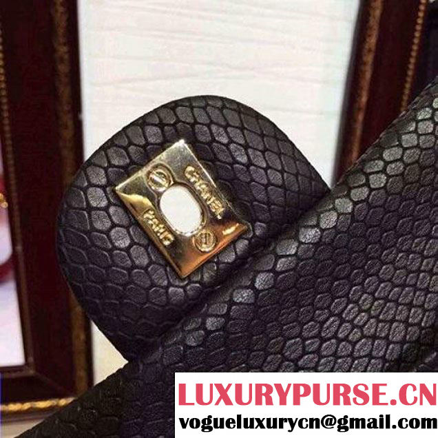 Chanel Snakerskin Classic Flap Bag in Black(Gold Hardware) (HDD-062811 )