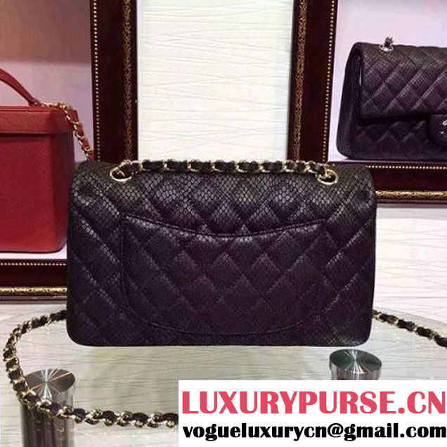 Chanel Snakerskin Classic Flap Bag in Black(Gold Hardware) (HDD-062811 )