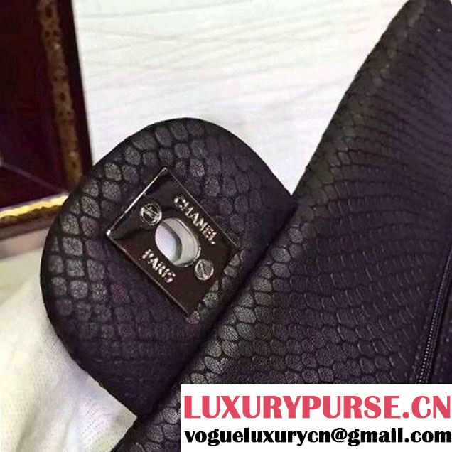 Chanel Snakerskin Classic Flap Bag in Black(Silver Hardware) (HDD-062812 )