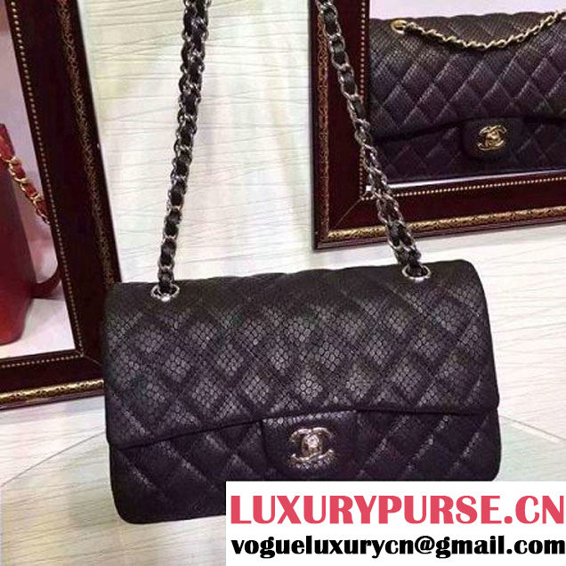 Chanel Snakerskin Classic Flap Bag in Black(Silver Hardware) (HDD-062812 )