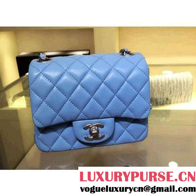 Chanel Lambskin Sky Blue Mini Classic Flap Bag With Matte Silver Hardware (2a143-063003 )