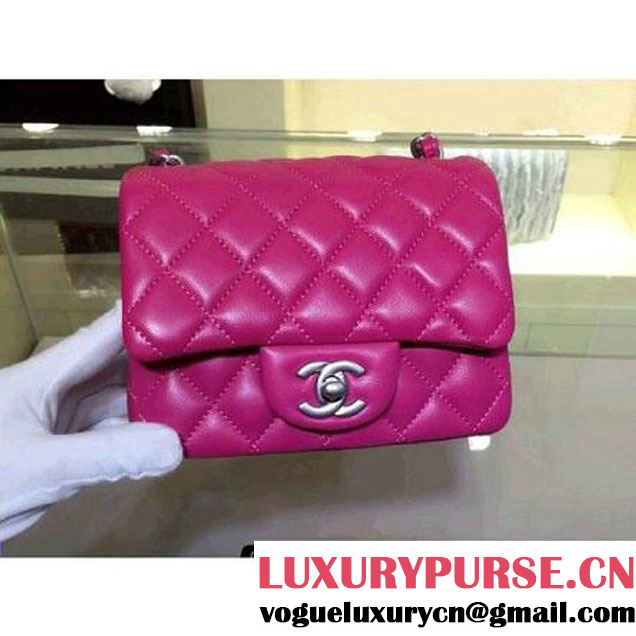 Chanel Lambskin Rosy Mini Classic Flap Bag With Matte Silver Hardware (2a143-063004 )