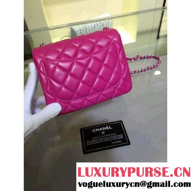 Chanel Lambskin Rosy Mini Classic Flap Bag With Matte Silver Hardware (2a143-063004 )