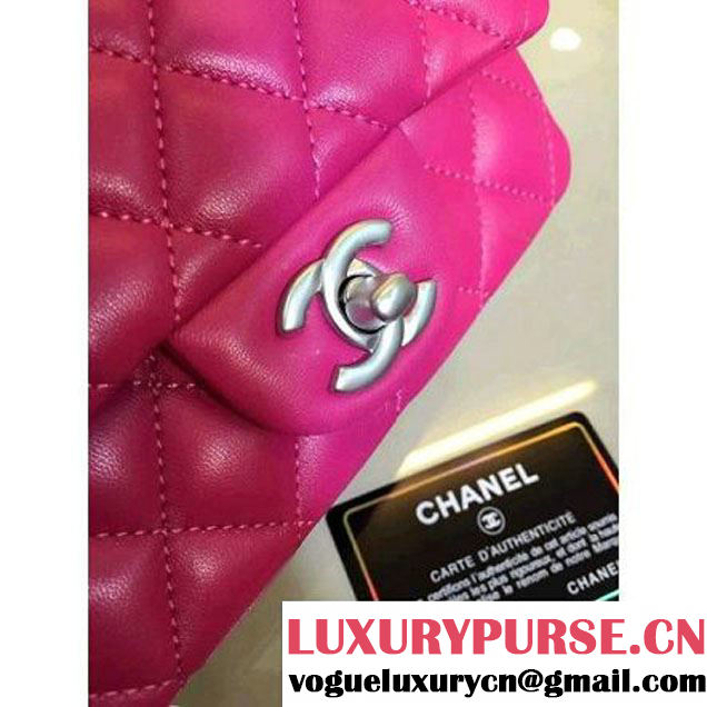 Chanel Lambskin Rosy Mini Classic Flap Bag With Matte Silver Hardware (2a143-063004 )