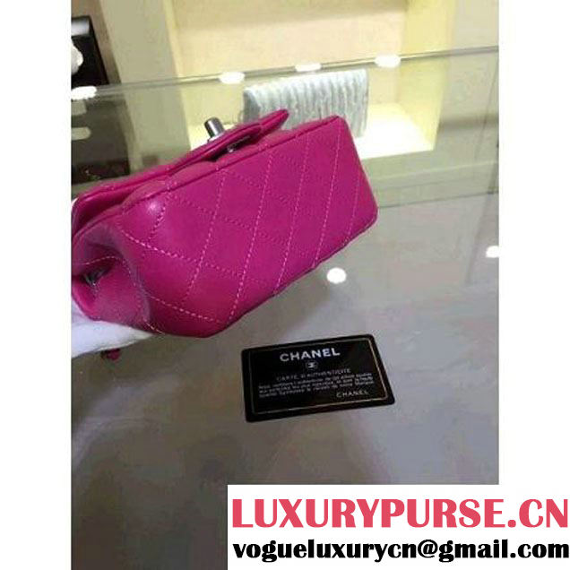 Chanel Lambskin Rosy Mini Classic Flap Bag With Matte Silver Hardware (2a143-063004 )