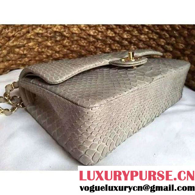 Chanel Medium Python Leather Classic Double Flap Bag Grey (1a086-070109 )