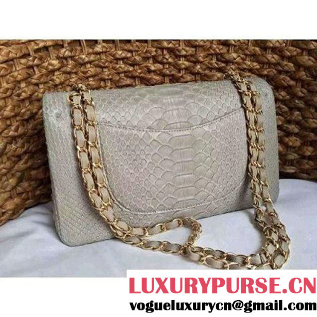 Chanel Medium Python Leather Classic Double Flap Bag Grey (1a086-070109 )