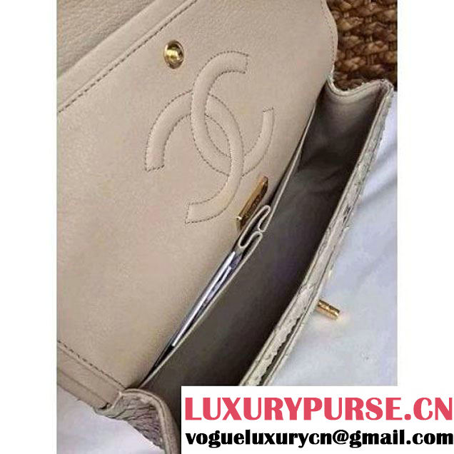 Chanel Medium Python Leather Classic Double Flap Bag Grey (1a086-070109 )