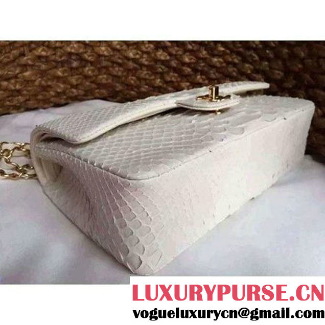 Chanel Medium Python Leather Classic Double Flap Bag White (1a086-070110 )