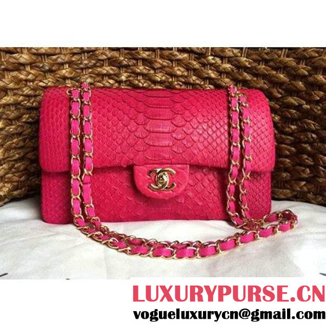 Chanel Medium Python Leather Classic Double Flap Bag Rosy (1a086-070111 )