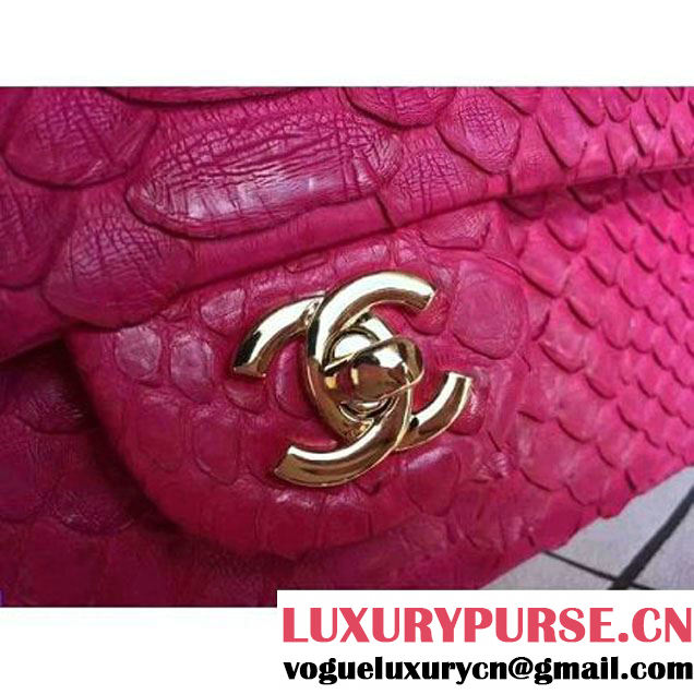 Chanel Medium Python Leather Classic Double Flap Bag Rosy (1a086-070111 )