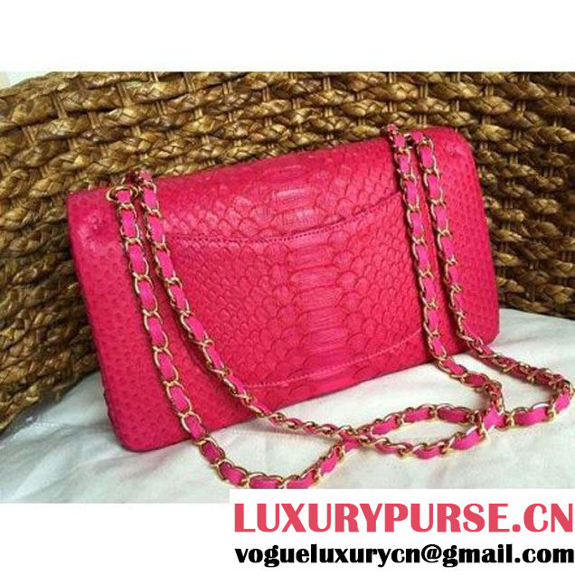 Chanel Medium Python Leather Classic Double Flap Bag Rosy (1a086-070111 )