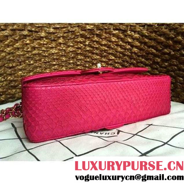 Chanel Medium Python Leather Classic Double Flap Bag Rosy (1a086-070111 )