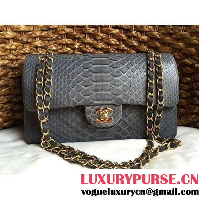 Chanel Medium Python Leather Classic Double Flap Bag Black (1a086-070112 )