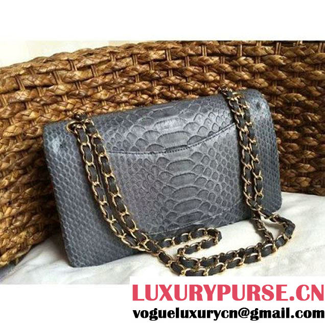 Chanel Medium Python Leather Classic Double Flap Bag Black (1a086-070112 )
