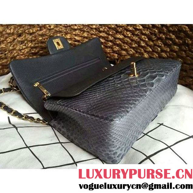 Chanel Medium Python Leather Classic Double Flap Bag Black (1a086-070112 )