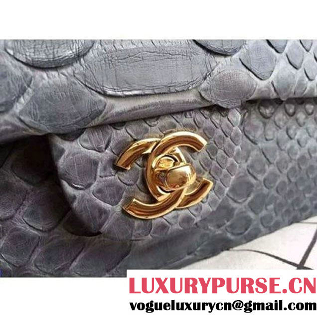 Chanel Medium Python Leather Classic Double Flap Bag Black (1a086-070112 )
