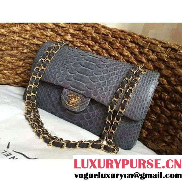 Chanel Medium Python Leather Classic Double Flap Bag Black (1a086-070112 )