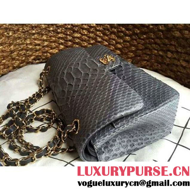 Chanel Medium Python Leather Classic Double Flap Bag Black (1a086-070112 )
