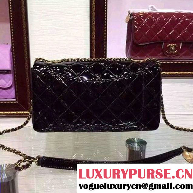 Chanel Patent Goatskin Flap Bag in Black A92890 Paris-Salzburg 2014/15 (2a136-070361 )