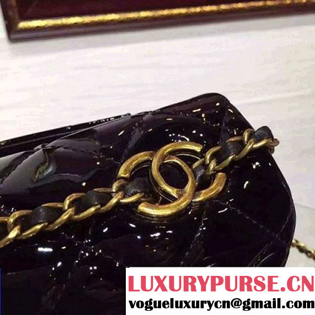 Chanel Patent Goatskin Flap Bag in Black A92890 Paris-Salzburg 2014/15 (2a136-070361 )
