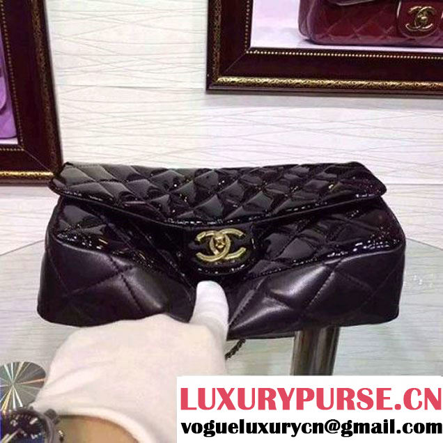 Chanel Patent Goatskin Flap Bag in Black A92890 Paris-Salzburg 2014/15 (2a136-070361 )