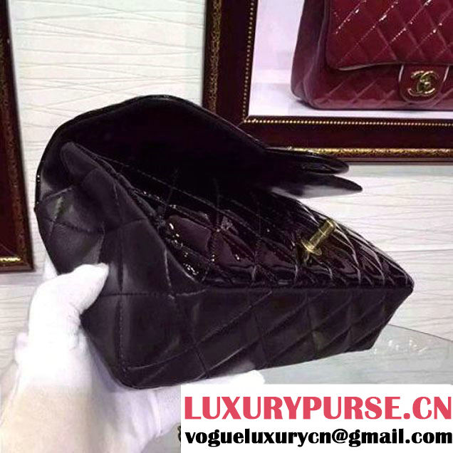 Chanel Patent Goatskin Flap Bag in Black A92890 Paris-Salzburg 2014/15 (2a136-070361 )