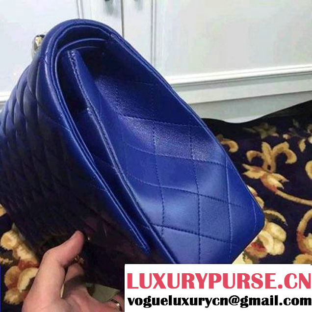 Chanel Maxi Lambskin Classic Double Flap Bag in Blue(Gold Hardware) (1c88-071301 )