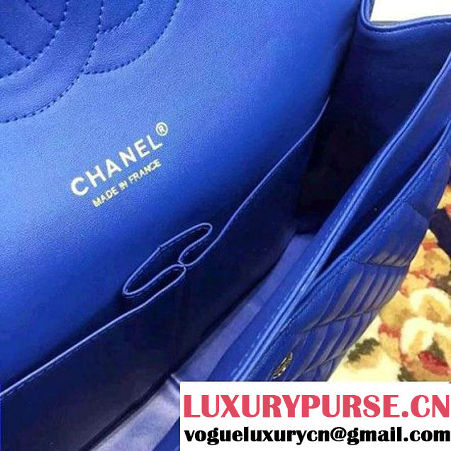 Chanel Maxi Lambskin Classic Double Flap Bag in Blue(Gold Hardware) (1c88-071301 )