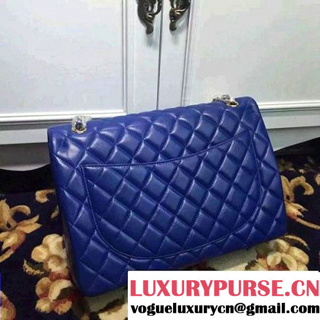 Chanel Maxi Lambskin Classic Double Flap Bag in Blue(Gold Hardware) (1c88-071301 )