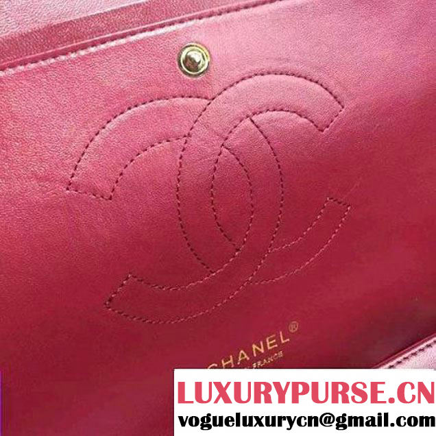 Chanel Maxi Lambskin Classic Double Flap Bag in Burgundy(Gold Hardware) (1c88-071303 )