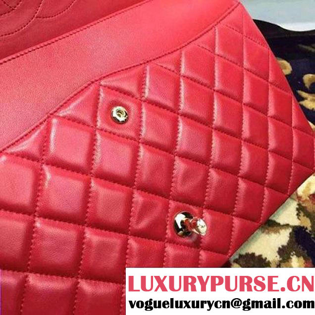 Chanel Maxi Lambskin Classic Double Flap Bag in Red(Gold Hardware) (1c88-071302 )