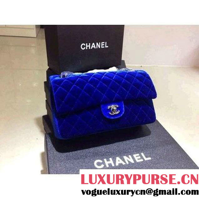 Chanel Blue Velvet Classics Medium Flap Bag - Fall 2014 Act 2 (1a0178-071306 )